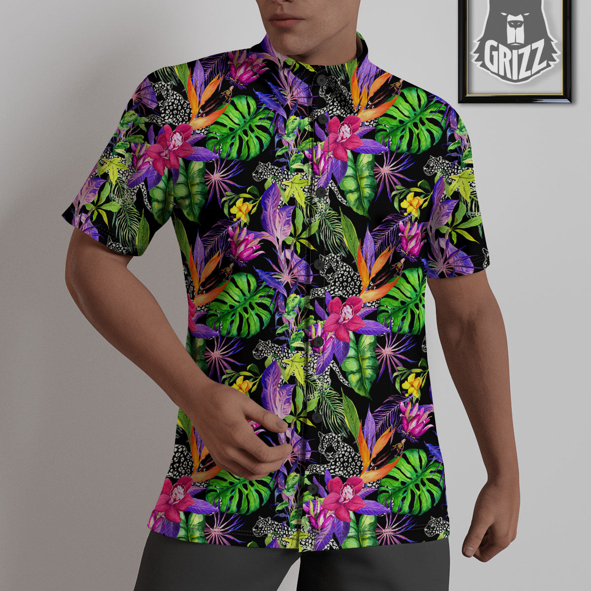 Tropical Flower Leaf Light Print Pattern Untucked Shirts-grizzshop