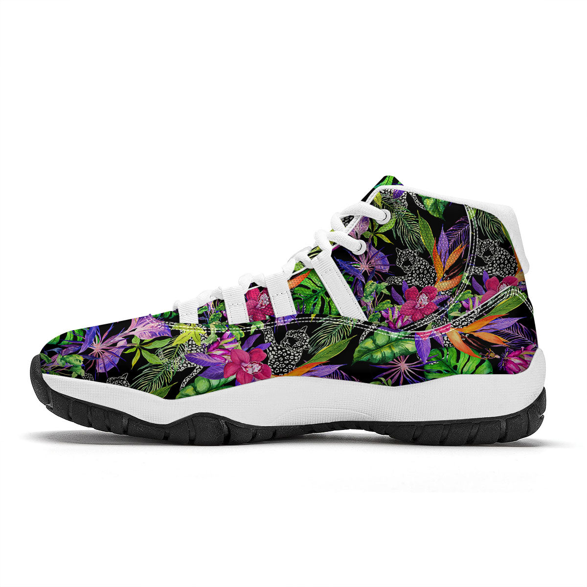 Tropical Flower Leaf Light Print Pattern White Bball Shoes-grizzshop