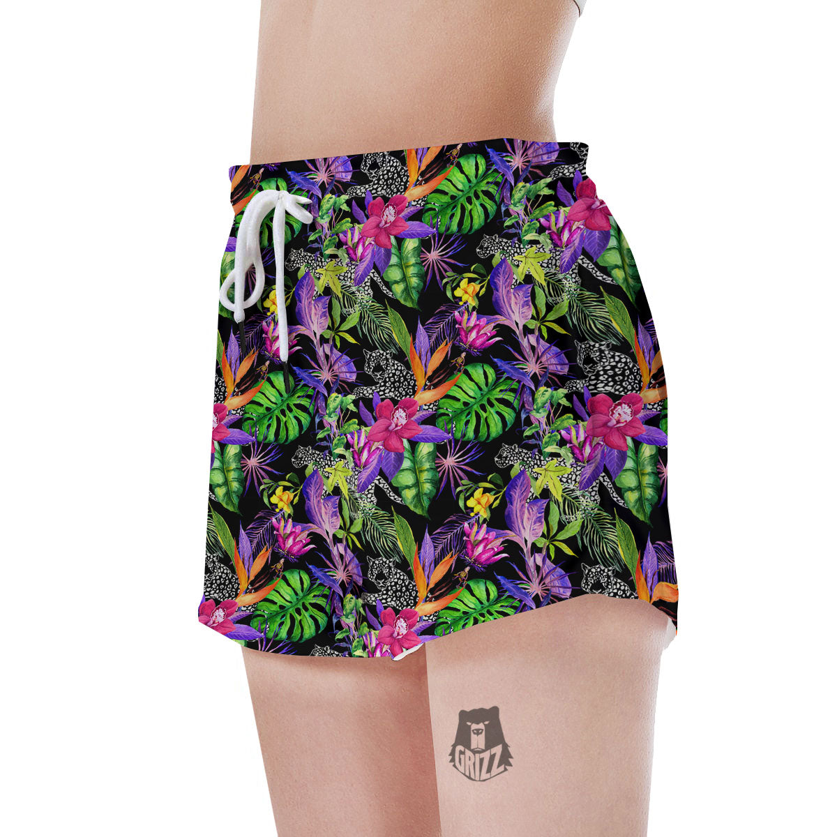 Tropical Flower Leaf Light Print Pattern Women's Shorts-grizzshop