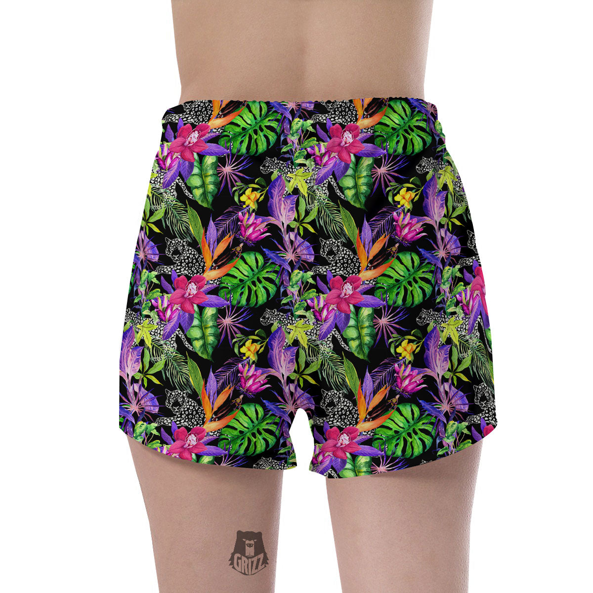 Tropical Flower Leaf Light Print Pattern Women's Shorts-grizzshop
