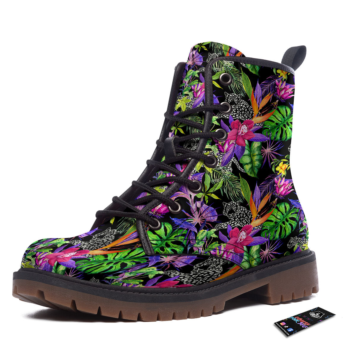 Tropical Flower Leaf Light Print Pattern Work Boots-grizzshop