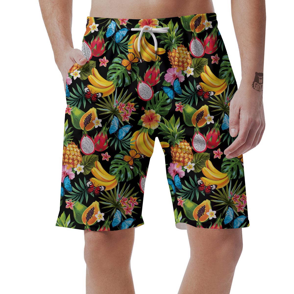 Tropical Fruit Hawaiian Print Men's Shorts-grizzshop