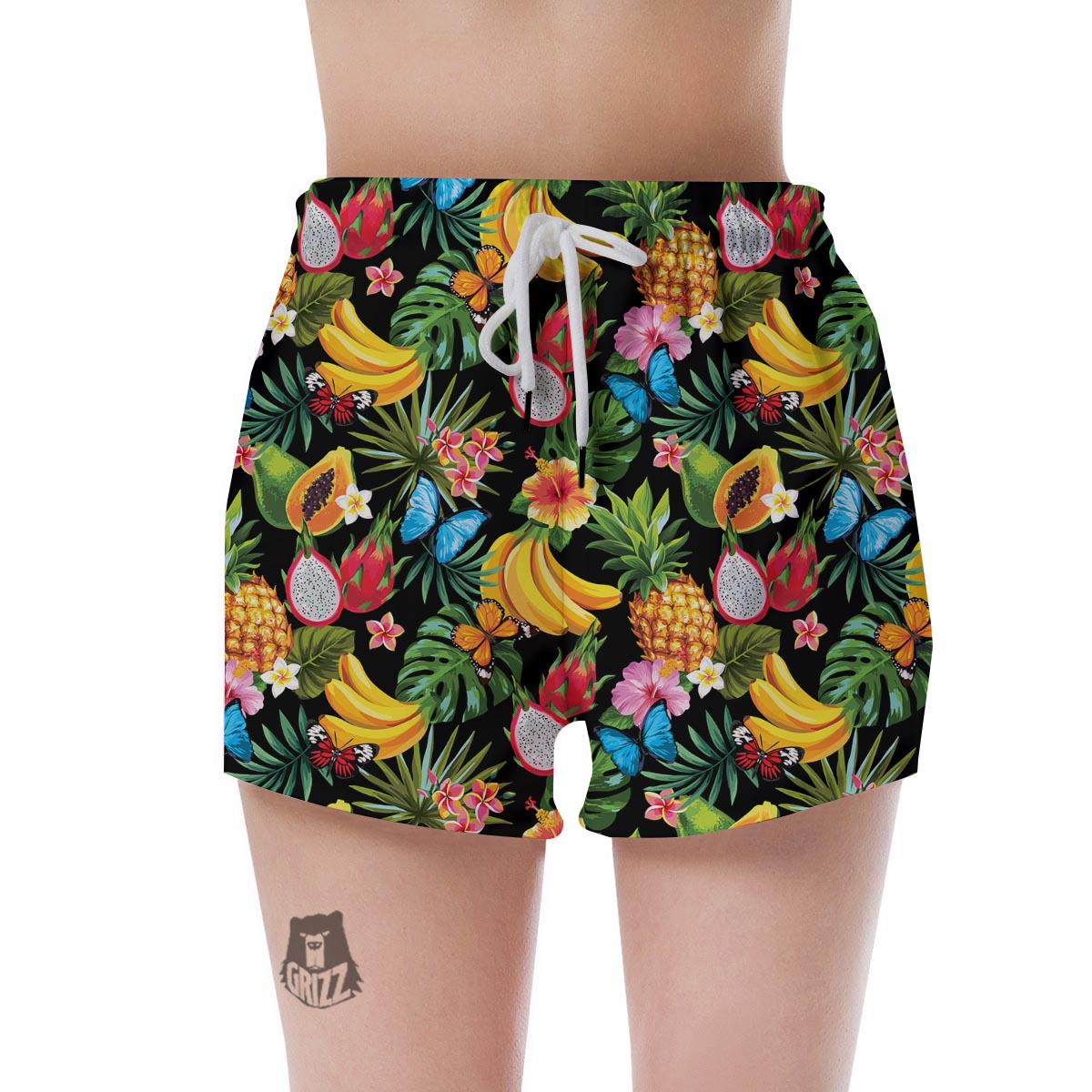 Tropical Fruit Hawaiian Print Women's Shorts-grizzshop