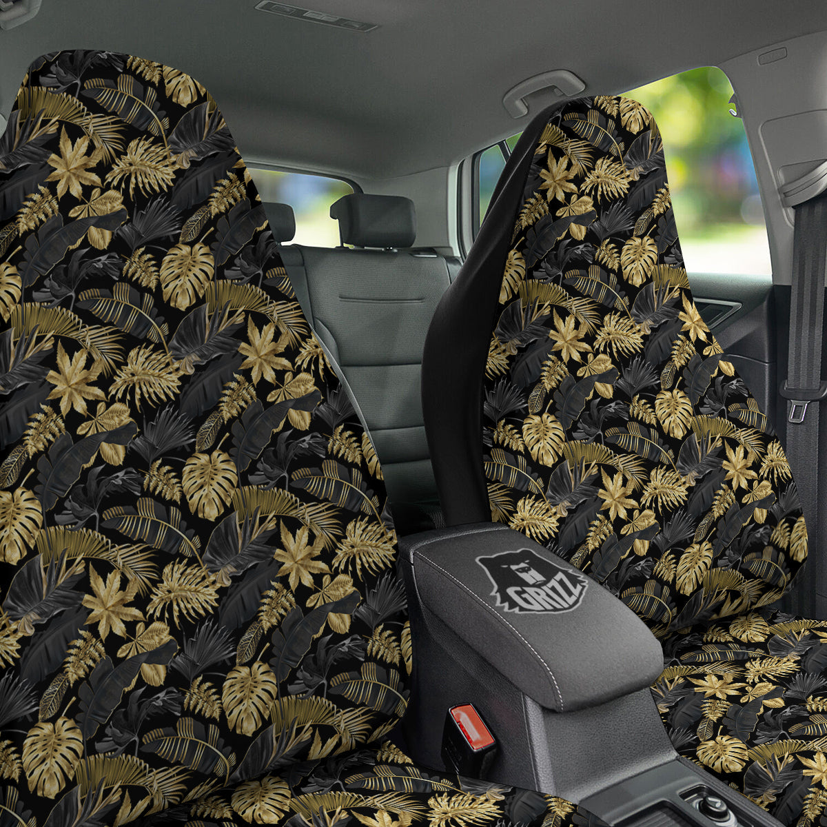 Tropical Gold And Black Print Pattern Car Seat Covers-grizzshop