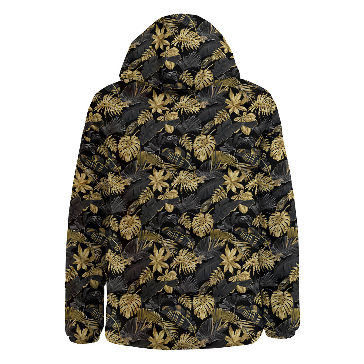 Tropical Gold And Black Print Pattern Down Jacket-grizzshop