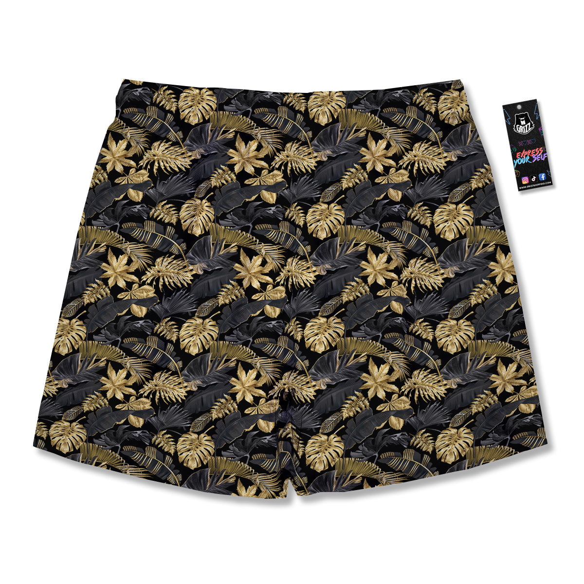 Tropical Gold And Black Print Pattern Men's Running Shorts-grizzshop