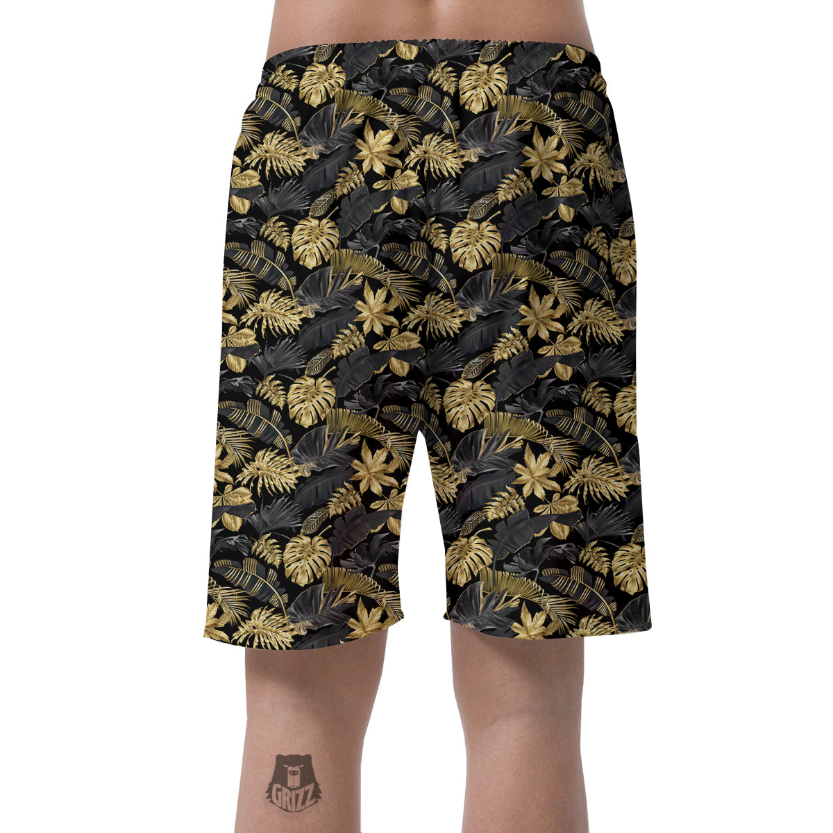Tropical Gold And Black Print Pattern Men's Shorts-grizzshop