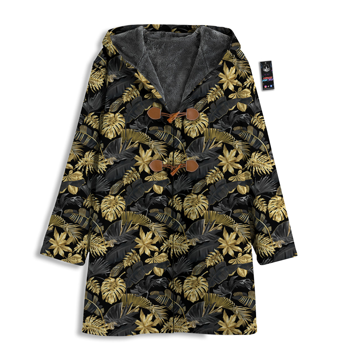 Tropical Gold And Black Print Pattern Men's Windbreaker Jacket-grizzshop