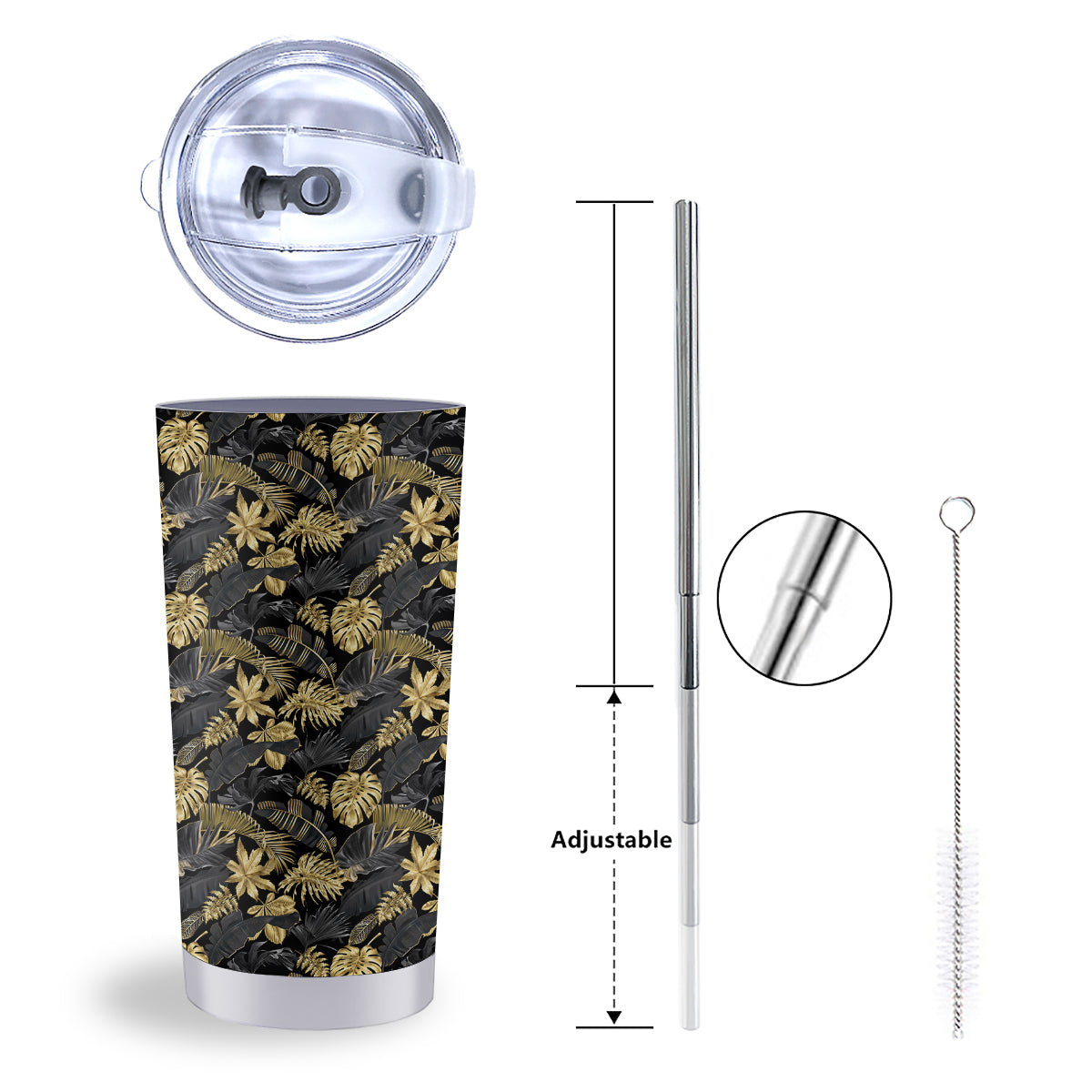 Tropical Gold And Black Print Pattern Tumbler-grizzshop