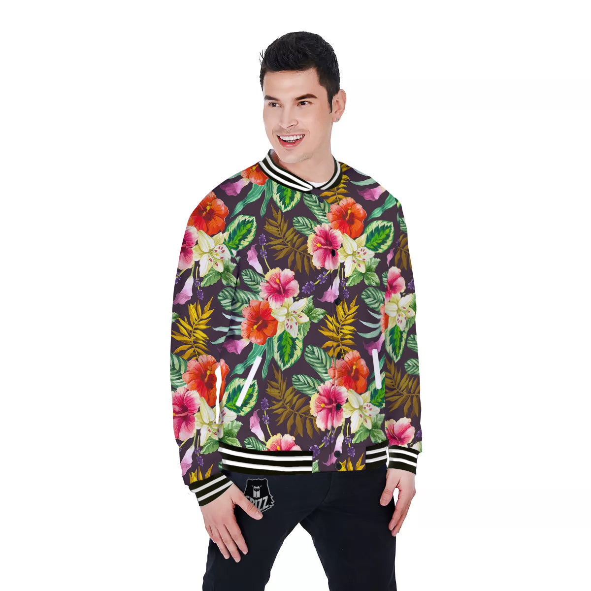 Tropical Hawaii Colorful Print Pattern Baseball Jacket-grizzshop