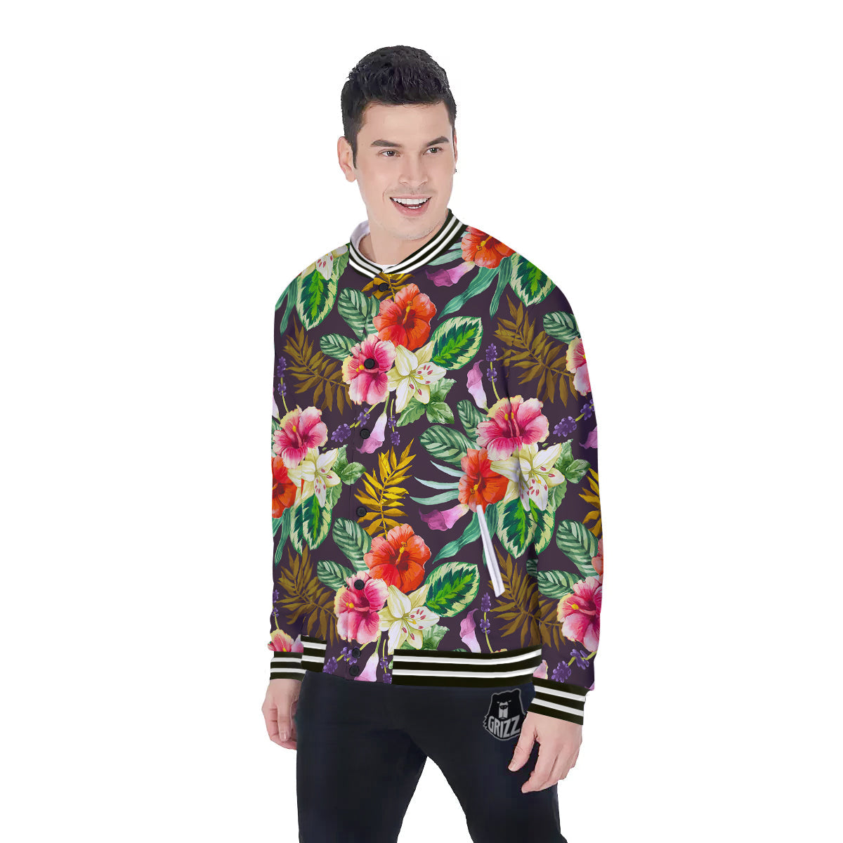 Tropical Hawaii Colorful Print Pattern Baseball Jacket-grizzshop