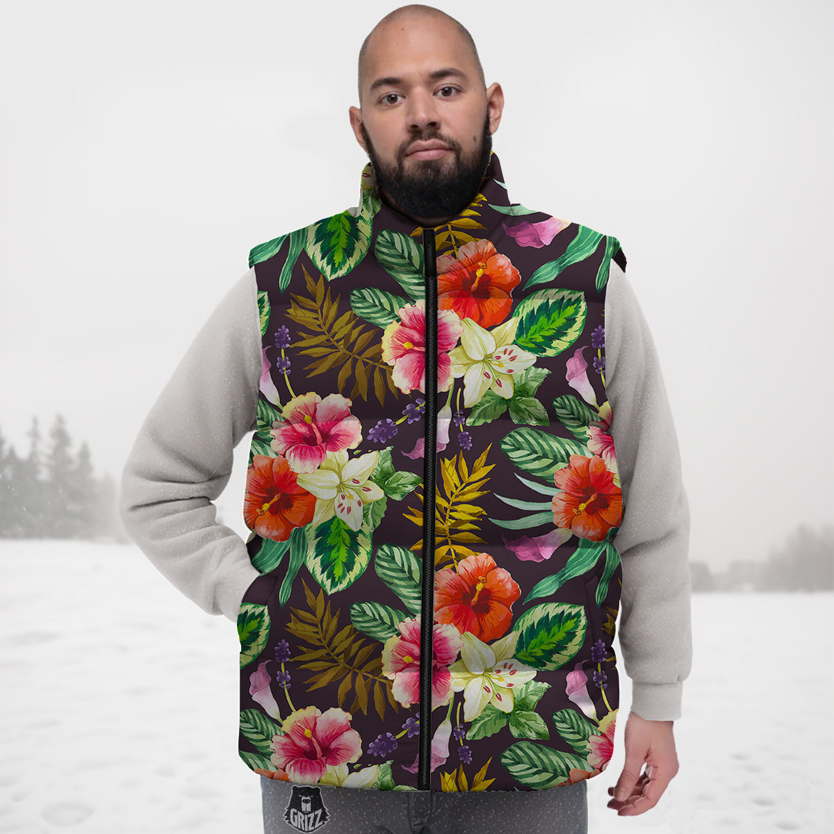 Tropical Hawaii Colorful Print Pattern Down Vest-grizzshop