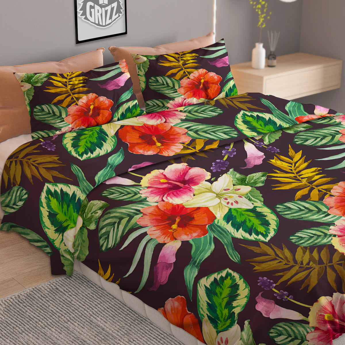 Tropical Hawaii Colorful Print Pattern Duvet Cover Bedding Set