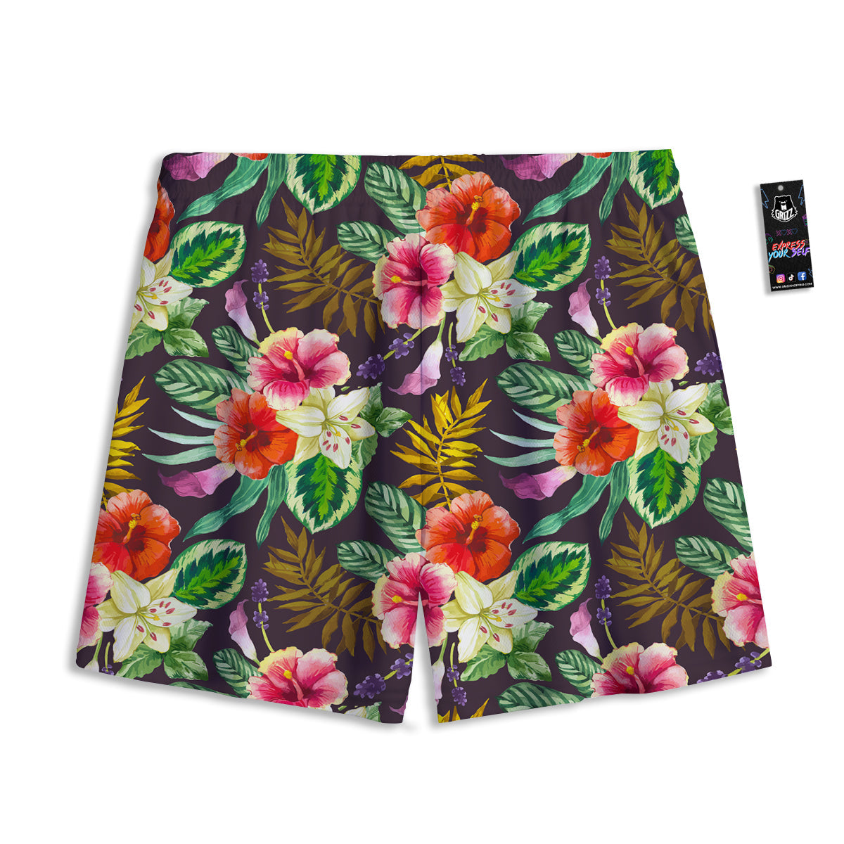 Tropical Hawaii Colorful Print Pattern Mesh Shorts
