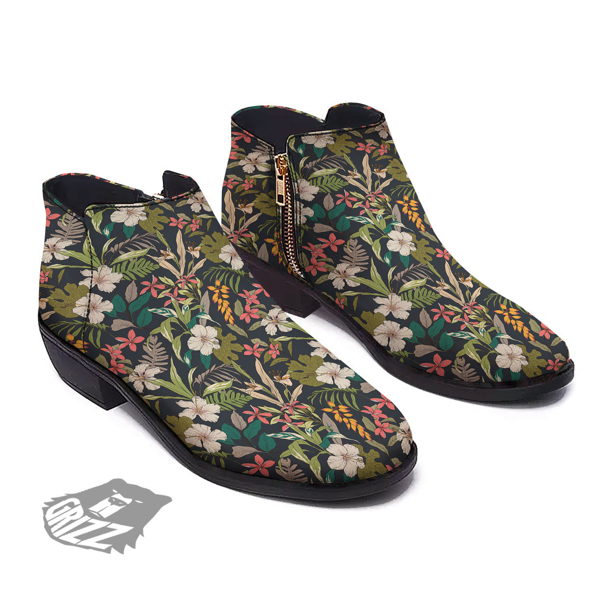 Tropical Hawaiian Aloha Print Pattern Ankle Boots-grizzshop