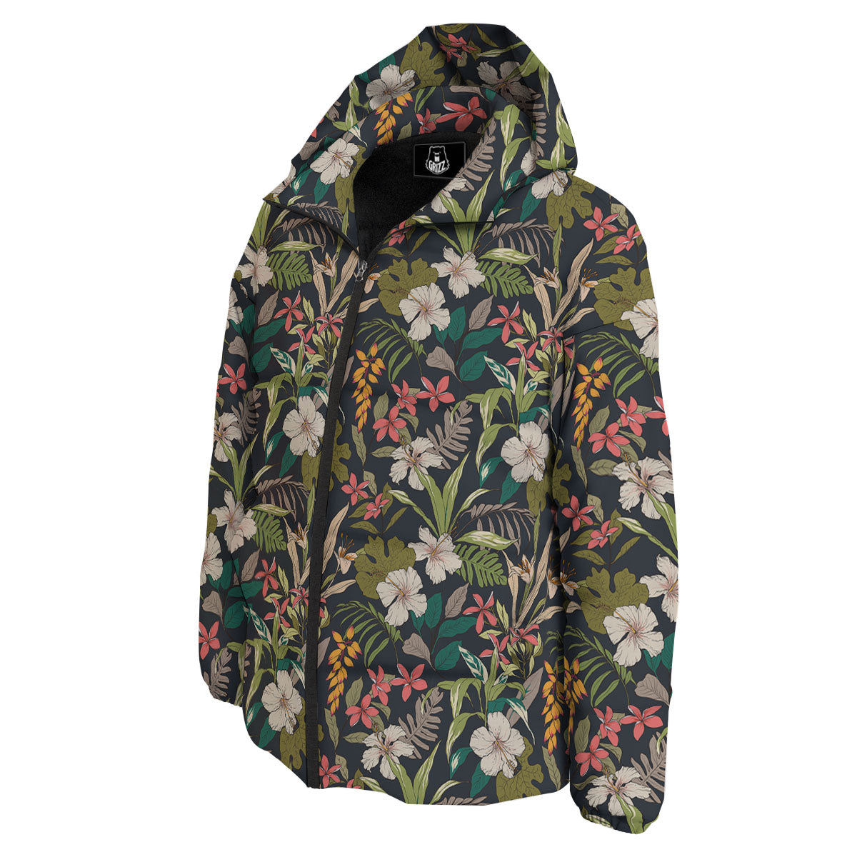Tropical Hawaiian Aloha Print Pattern Down Jacket-grizzshop