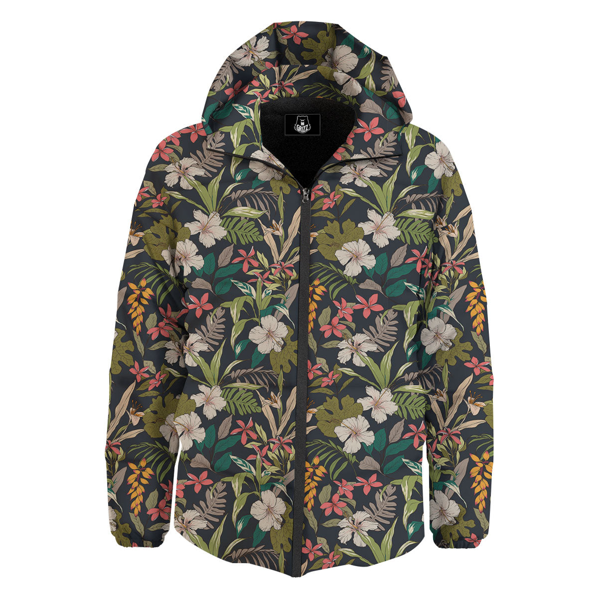 Tropical Hawaiian Aloha Print Pattern Down Jacket-grizzshop