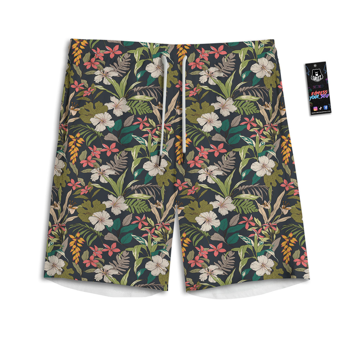 Tropical Hawaiian Aloha Print Pattern Men's Athletic Shorts