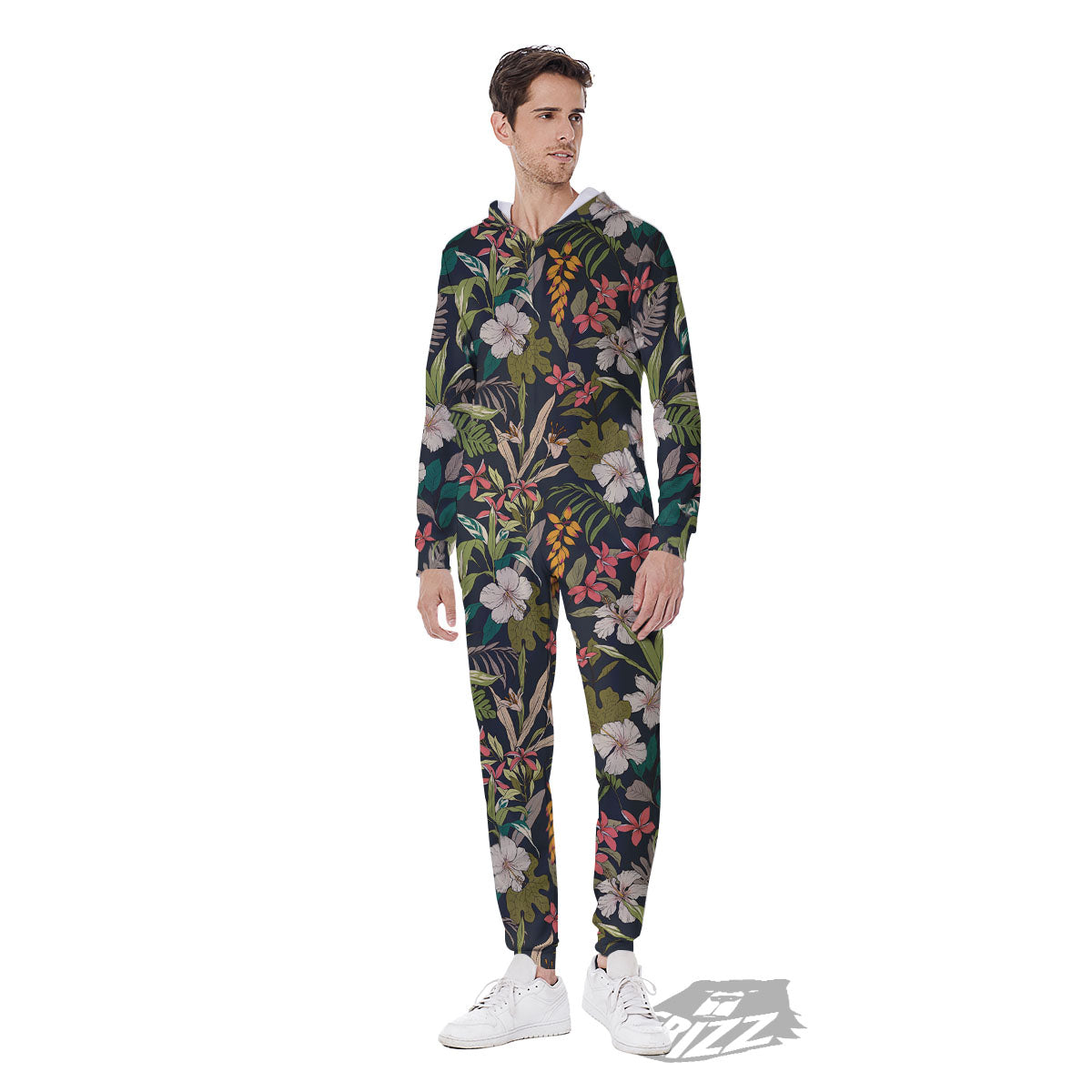 Tropical Hawaiian Aloha Print Pattern Men's Jumpsuit-grizzshop