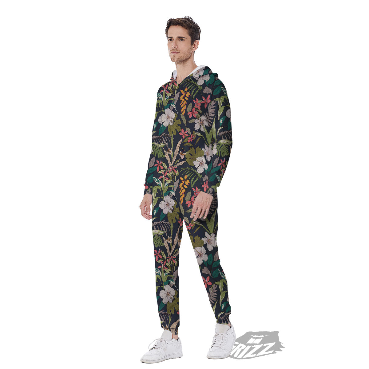 Tropical Hawaiian Aloha Print Pattern Men's Jumpsuit-grizzshop