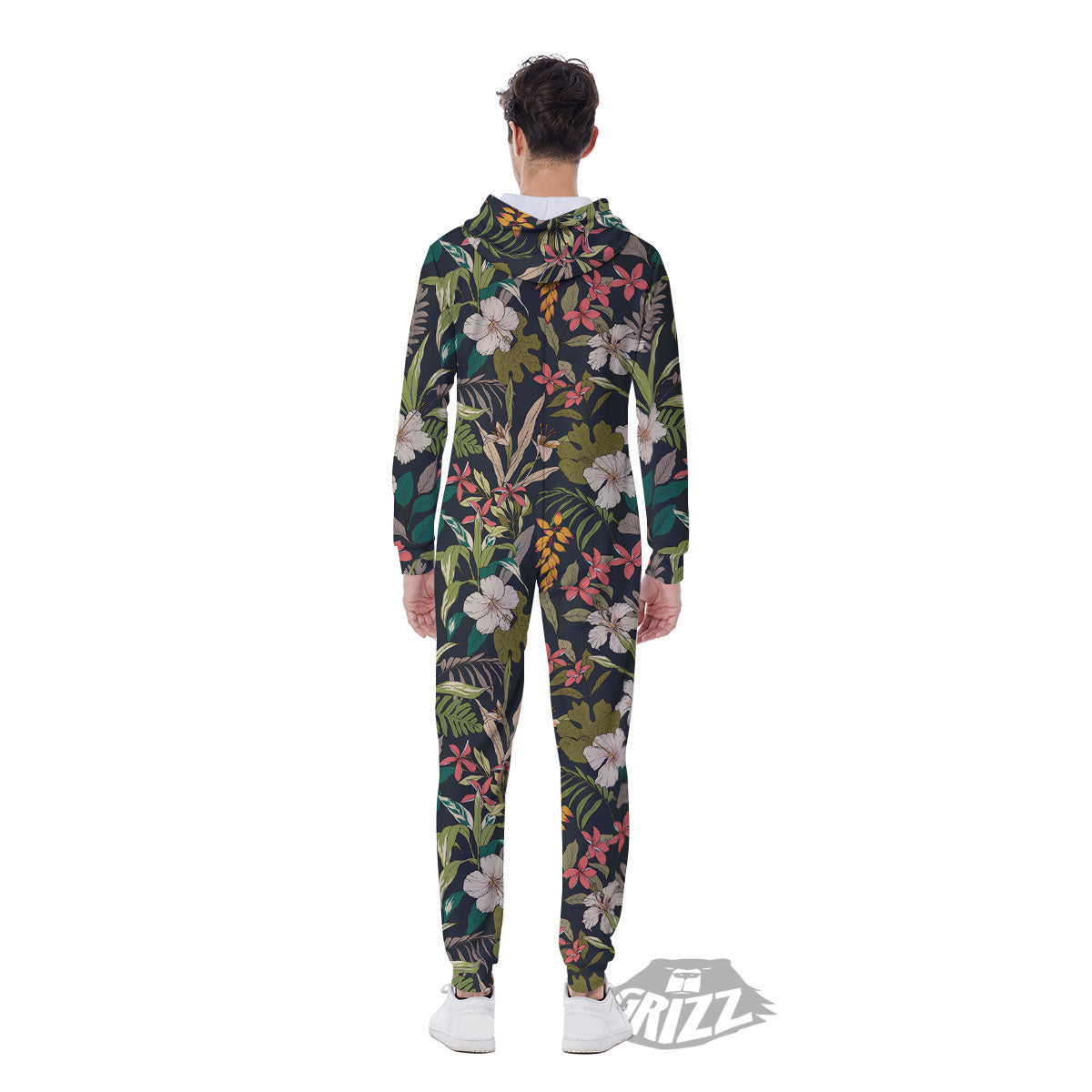 Tropical Hawaiian Aloha Print Pattern Men's Jumpsuit-grizzshop
