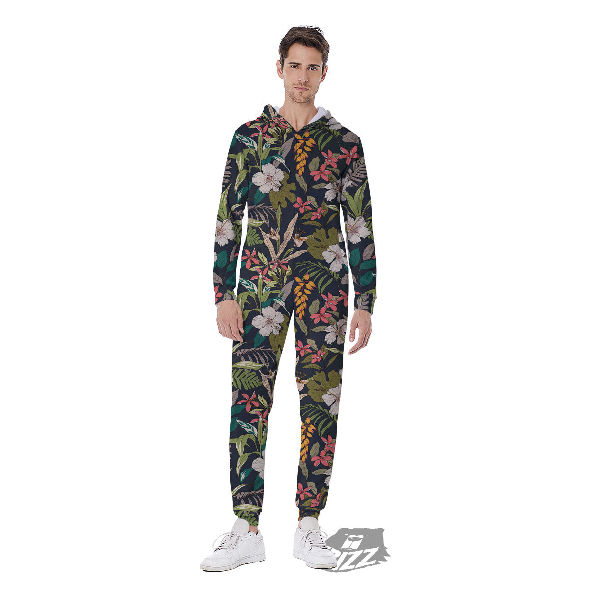 Tropical Hawaiian Aloha Print Pattern Men's Jumpsuit-grizzshop