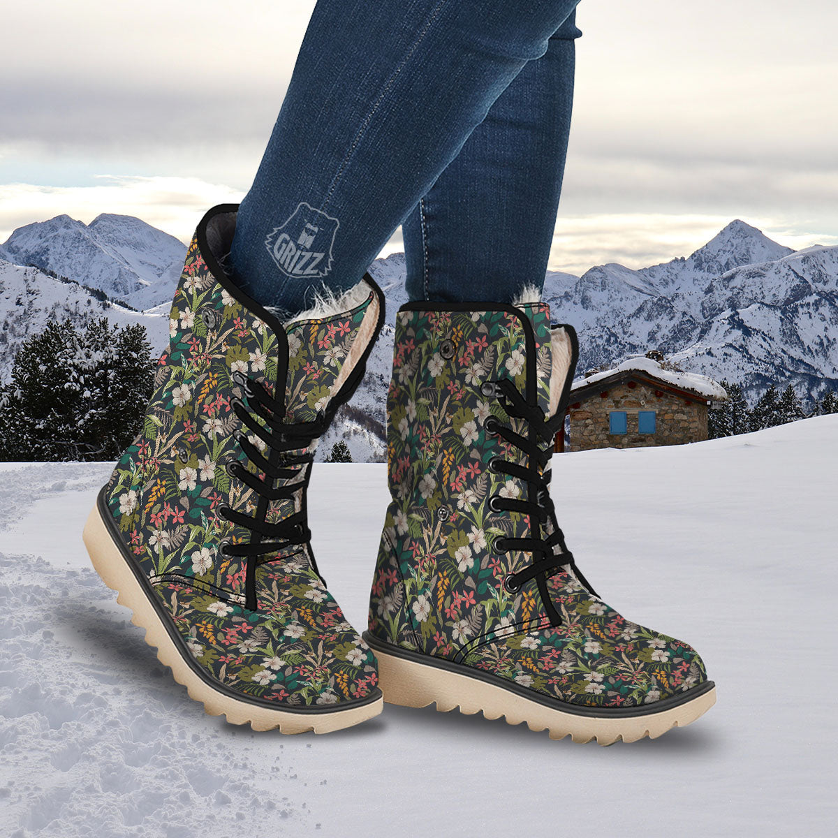 Tropical Hawaiian Aloha Print Pattern Snow Boots-grizzshop
