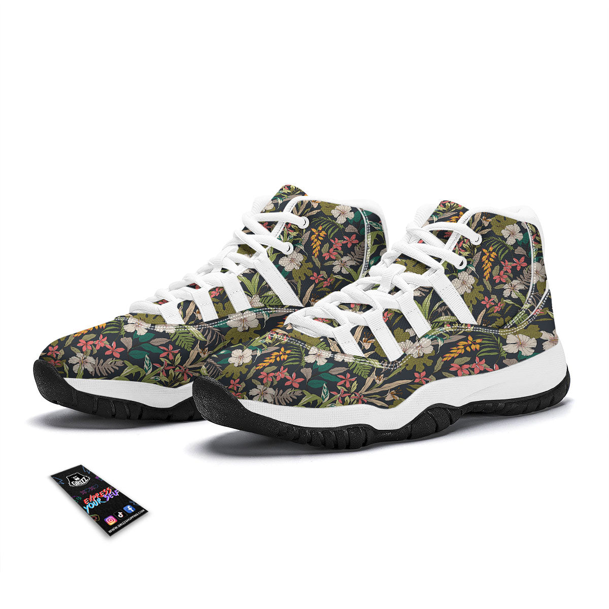 Tropical Hawaiian Aloha Print Pattern White Bball Shoes-grizzshop