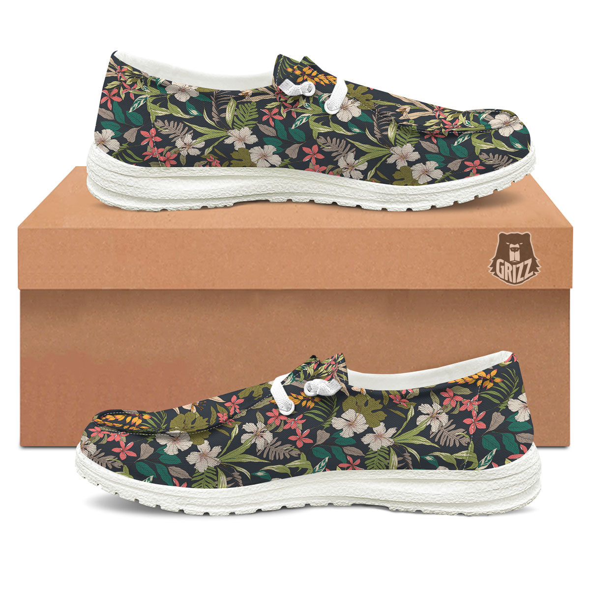 Tropical Hawaiian Aloha Print Pattern White Loafers-grizzshop