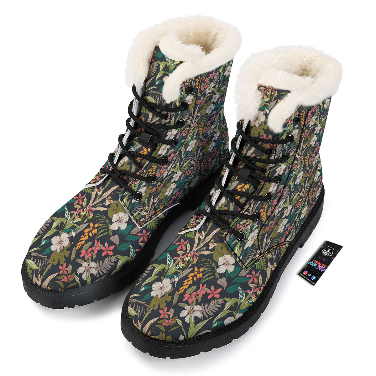 Tropical Hawaiian Aloha Print Pattern Winter Boots-grizzshop