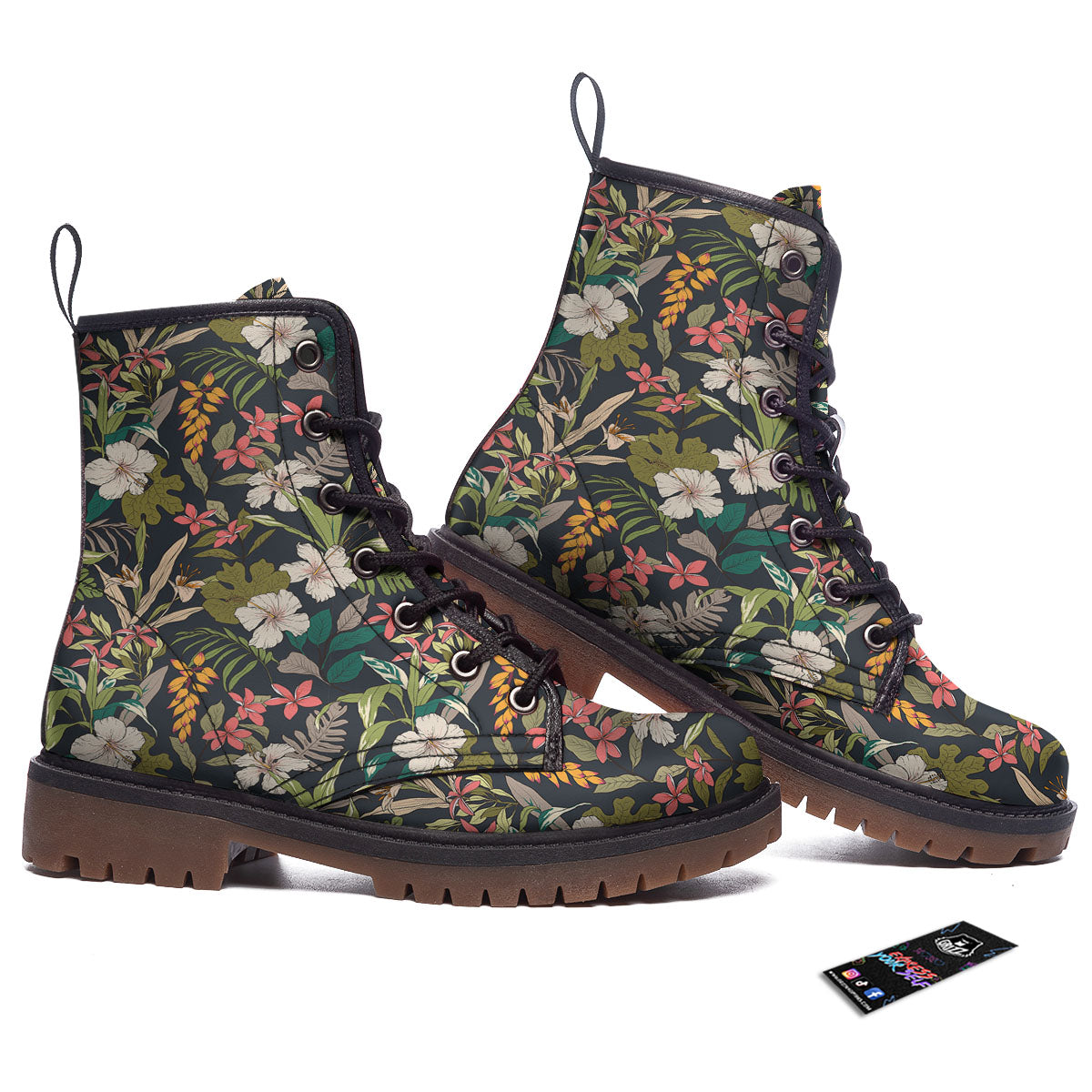 Tropical Hawaiian Aloha Print Pattern Work Boots-grizzshop