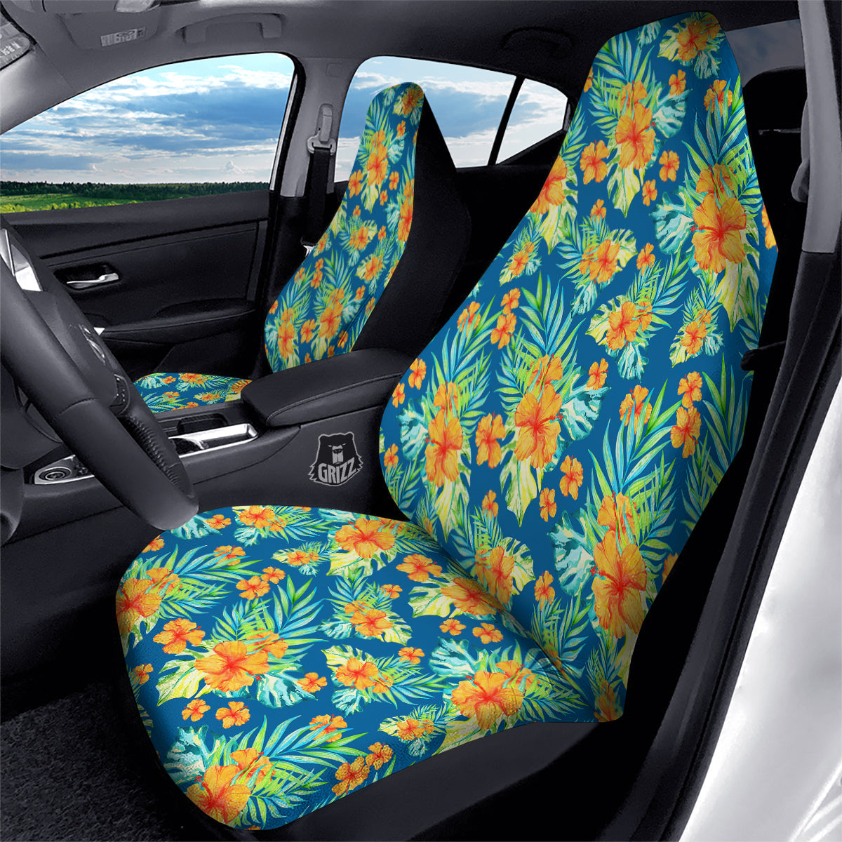 Tropical print store car seat covers