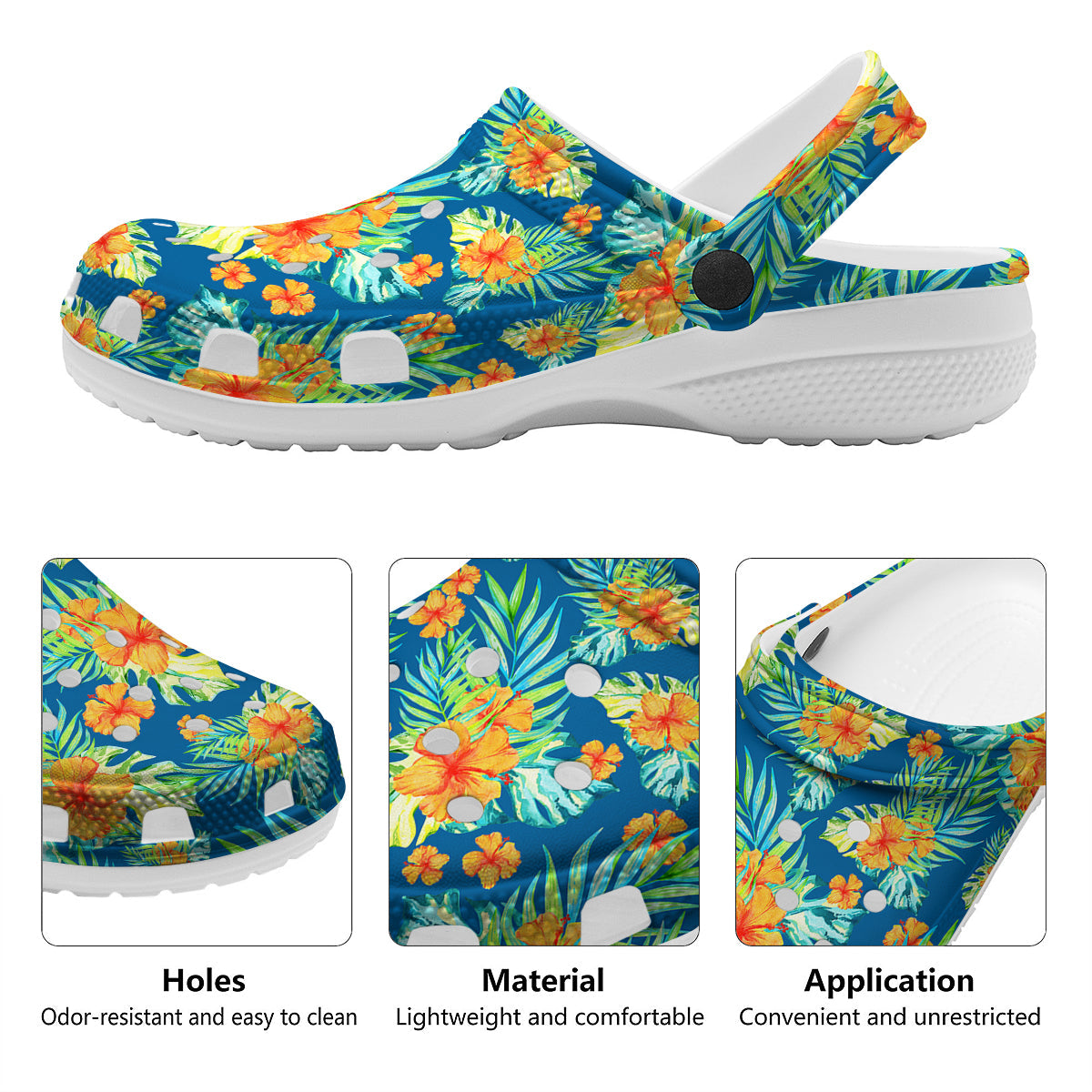 Tropical Hawaiian Blue Orange Print Pattern Clog-grizzshop