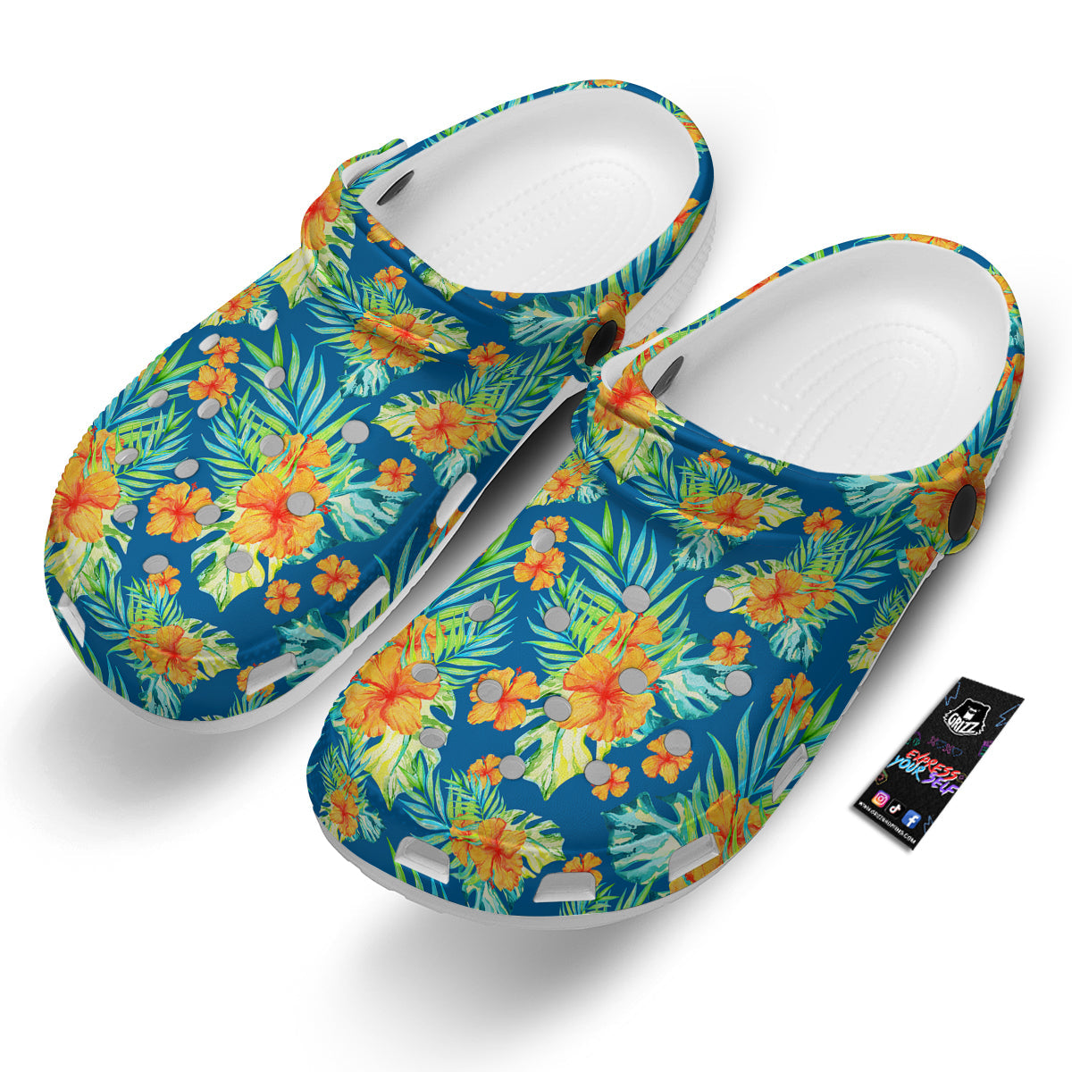 Tropical Hawaiian Blue Orange Print Pattern Clog-grizzshop