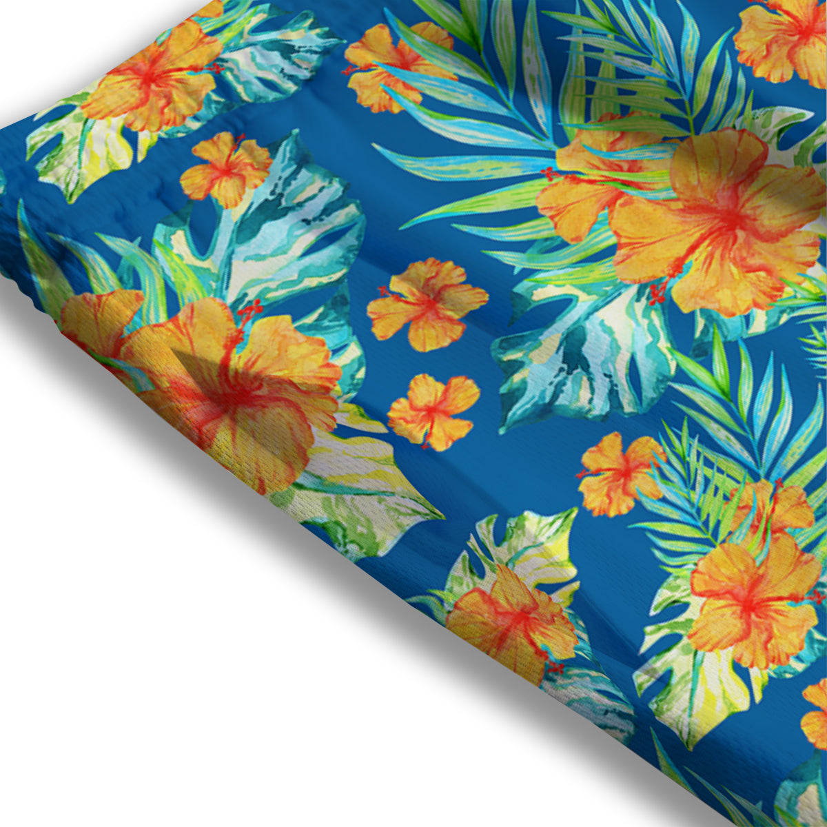 Tropical Hawaiian Blue Orange Print Pattern Mesh Shorts