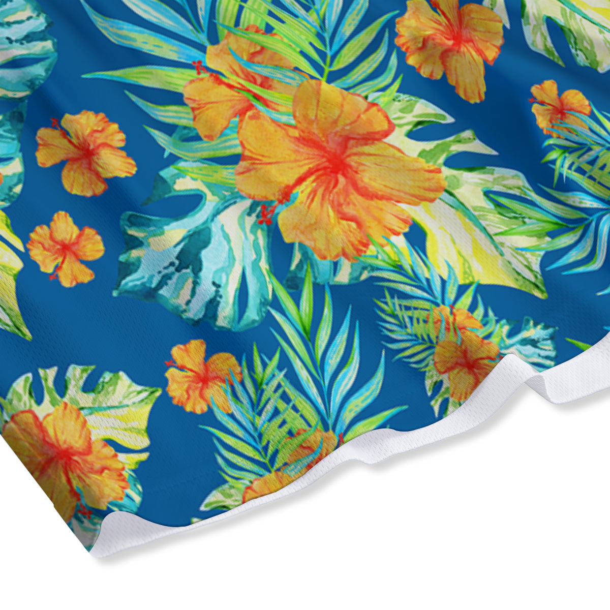 Tropical Hawaiian Blue Orange Print Pattern Mesh Shorts