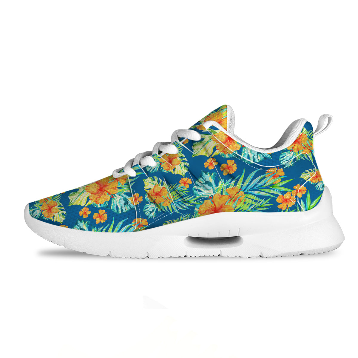 Tropical Hawaiian Blue Orange Print Pattern Tennis Shoes-grizzshop
