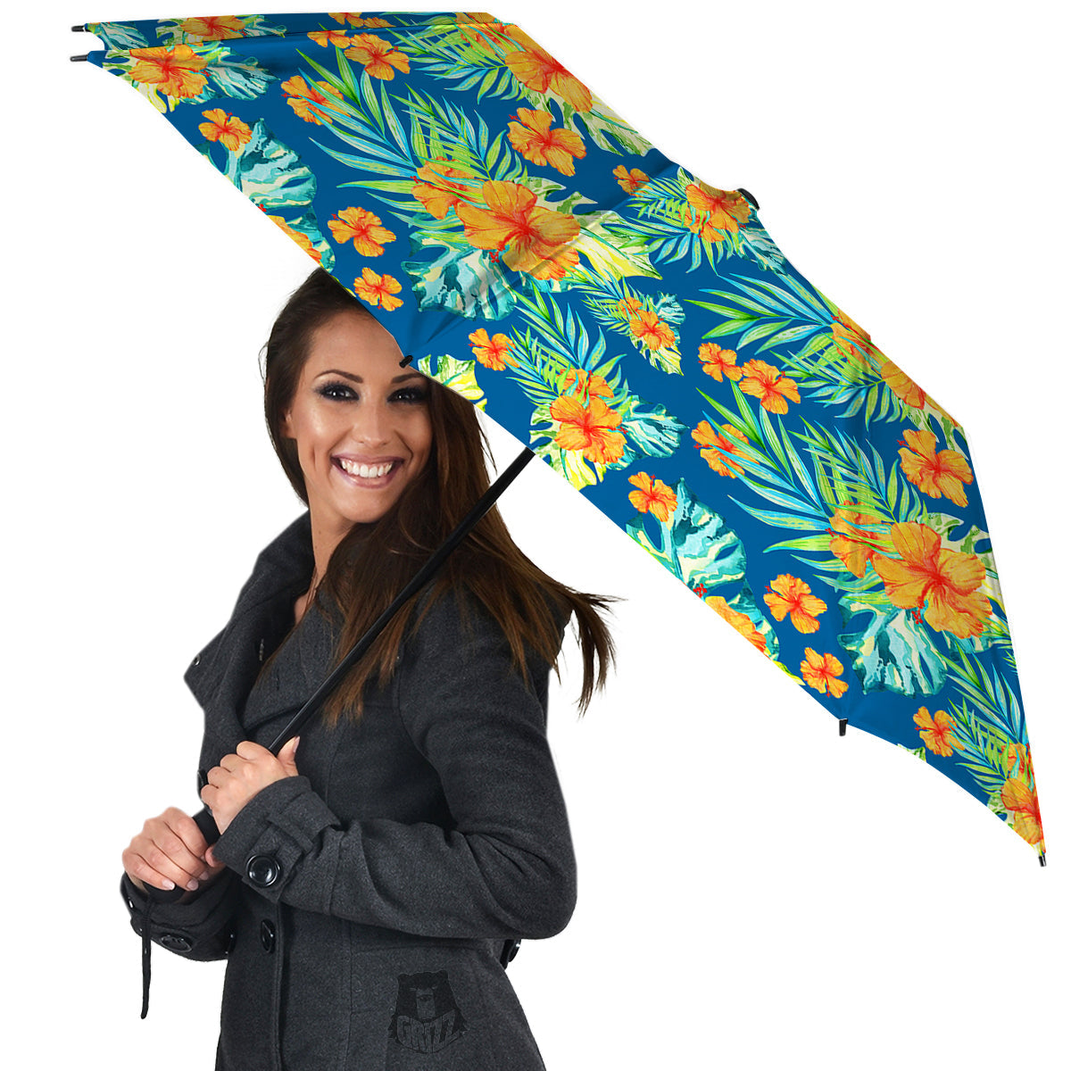 Tropical Hawaiian Blue Orange Print Pattern Umbrella-grizzshop