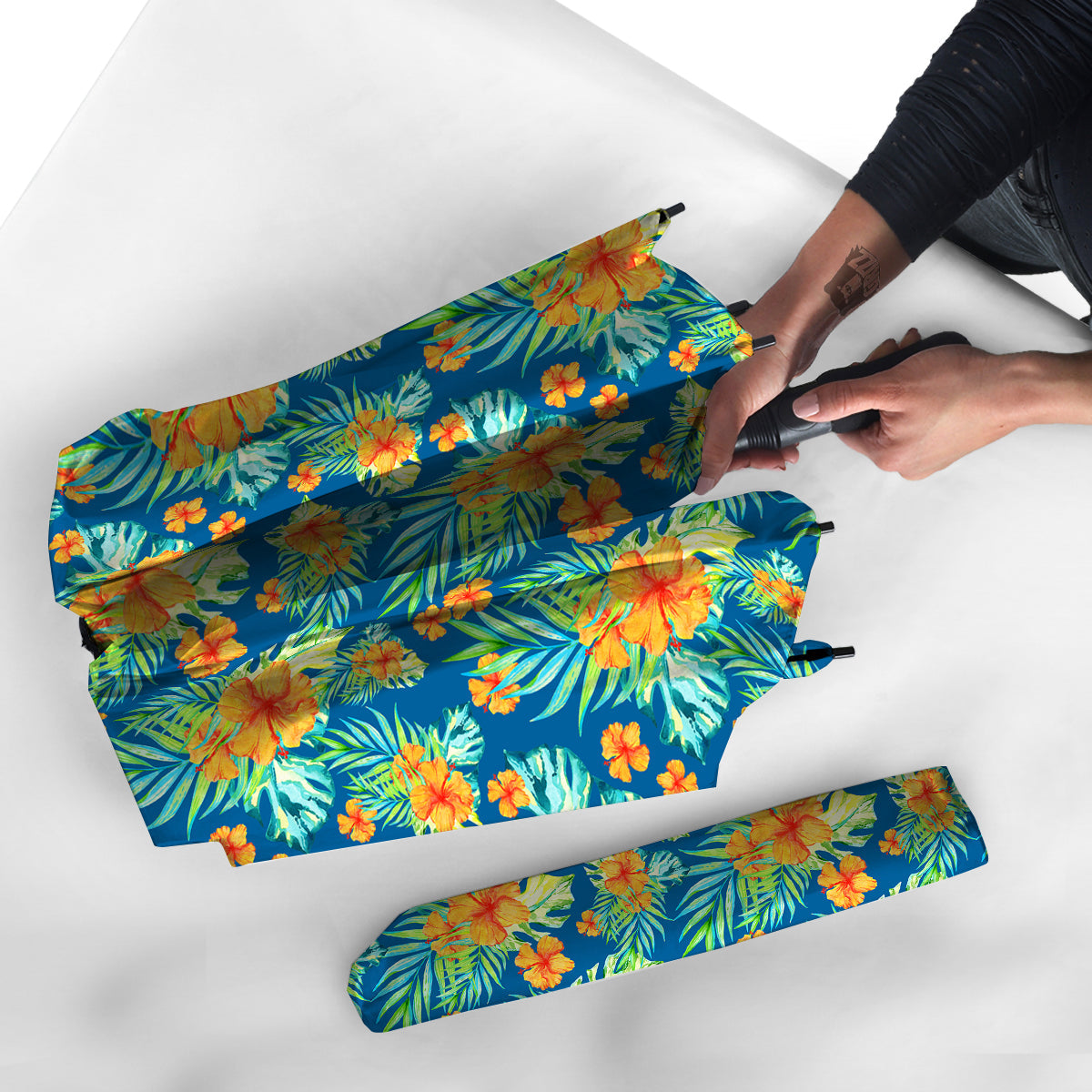 Tropical Hawaiian Blue Orange Print Pattern Umbrella-grizzshop