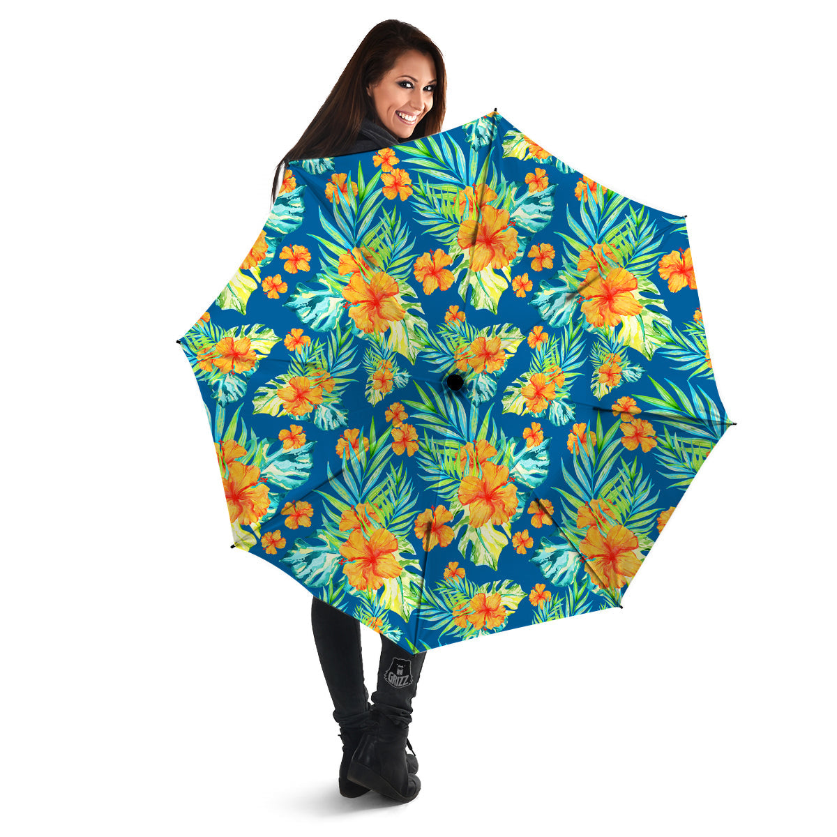 Tropical Hawaiian Blue Orange Print Pattern Umbrella-grizzshop