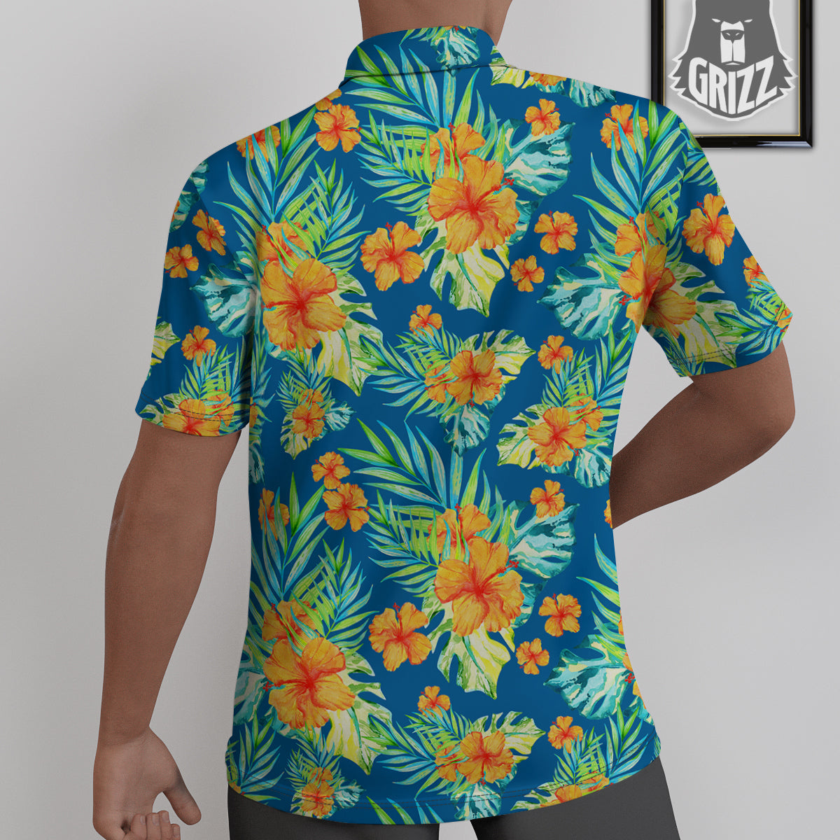 Tropical Hawaiian Blue Orange Print Pattern Untucked Shirts-grizzshop