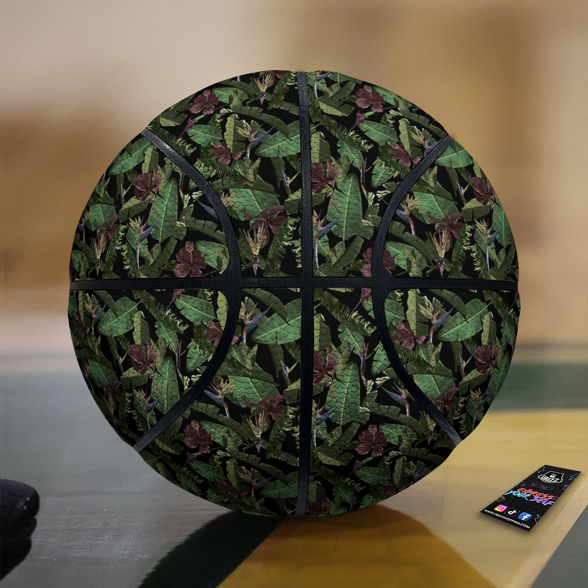 Tropical Hawaiian Dark Print Pattern Basketball-grizzshop