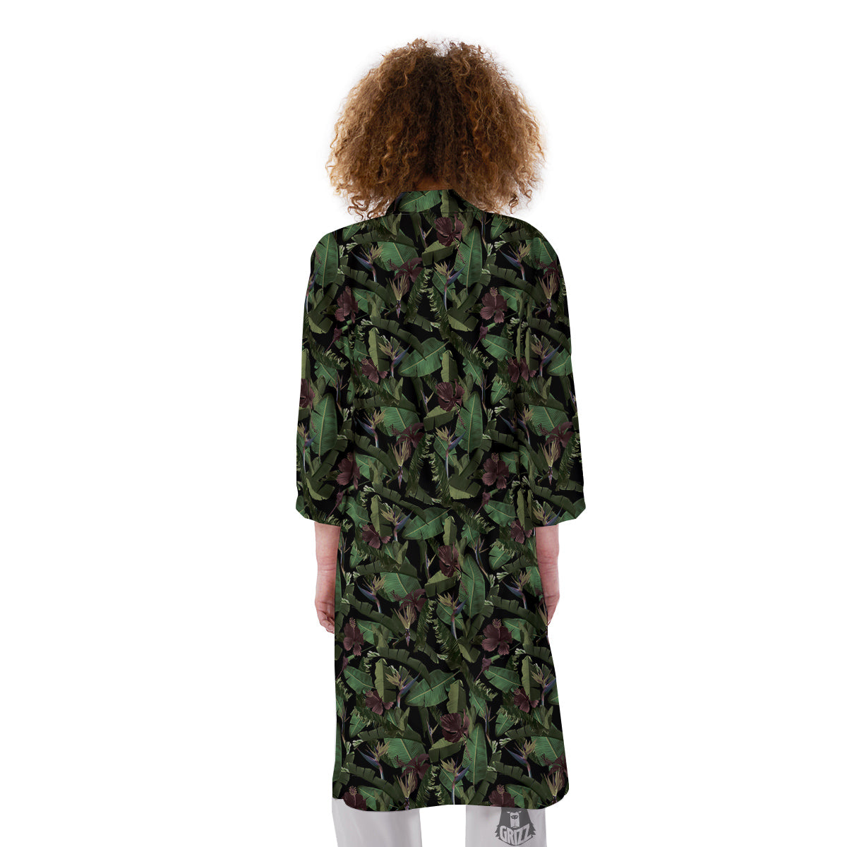 Tropical Hawaiian Dark Print Pattern Kimono-grizzshop