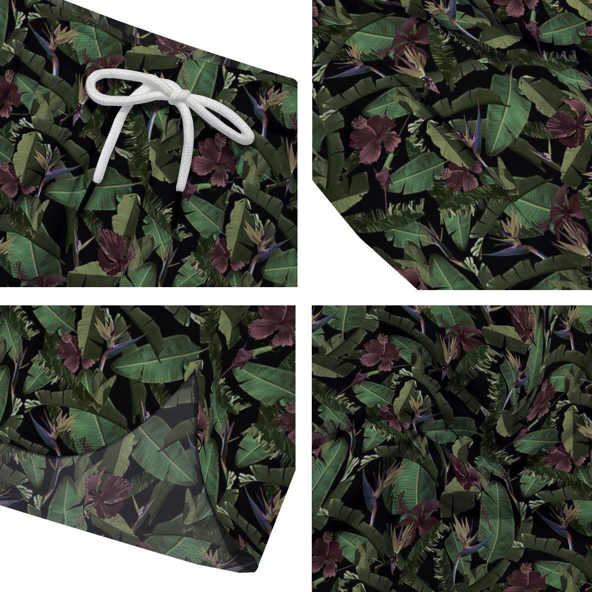 Tropical Hawaiian Dark Print Pattern Men's Running Shorts-grizzshop