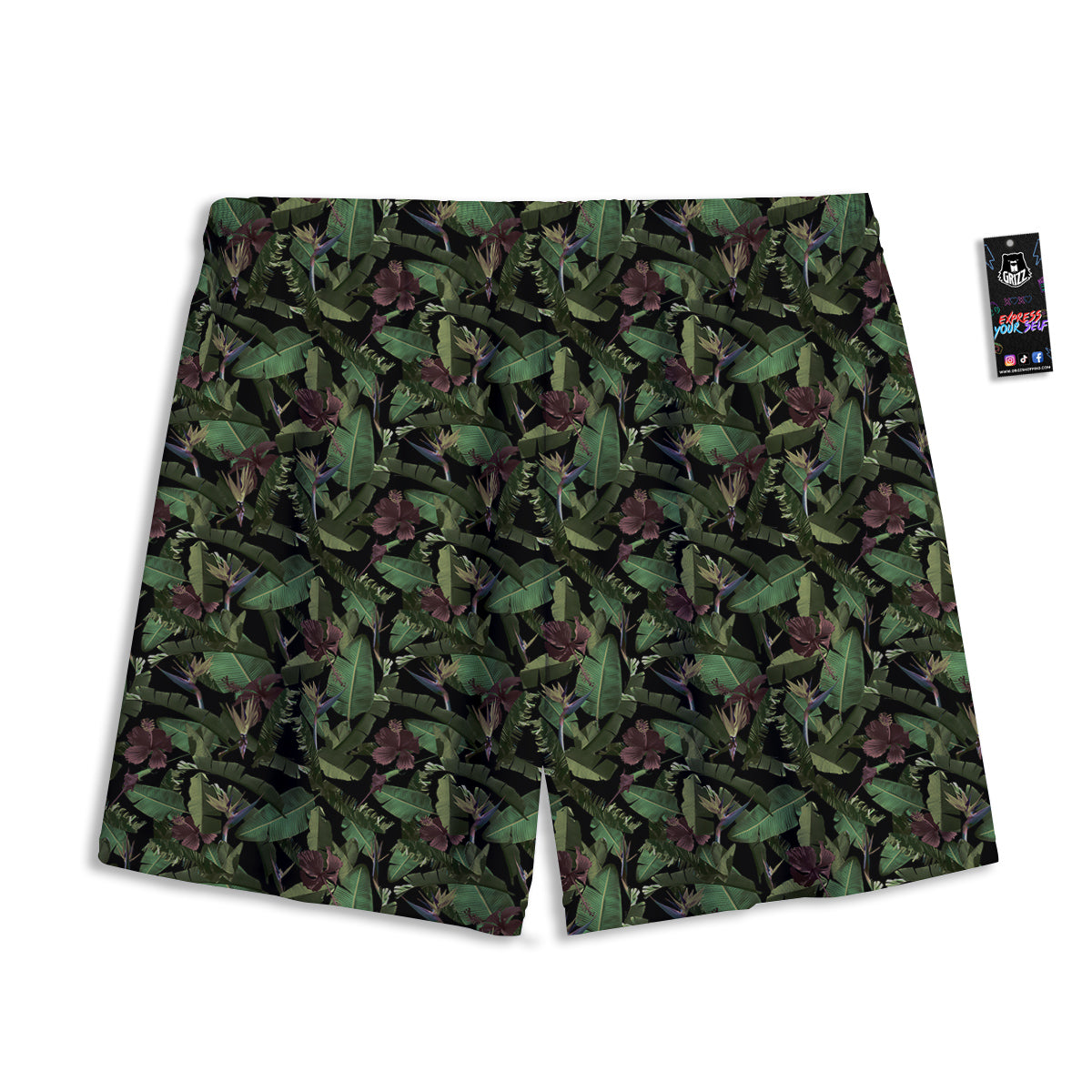 Tropical Hawaiian Dark Print Pattern Mesh Shorts