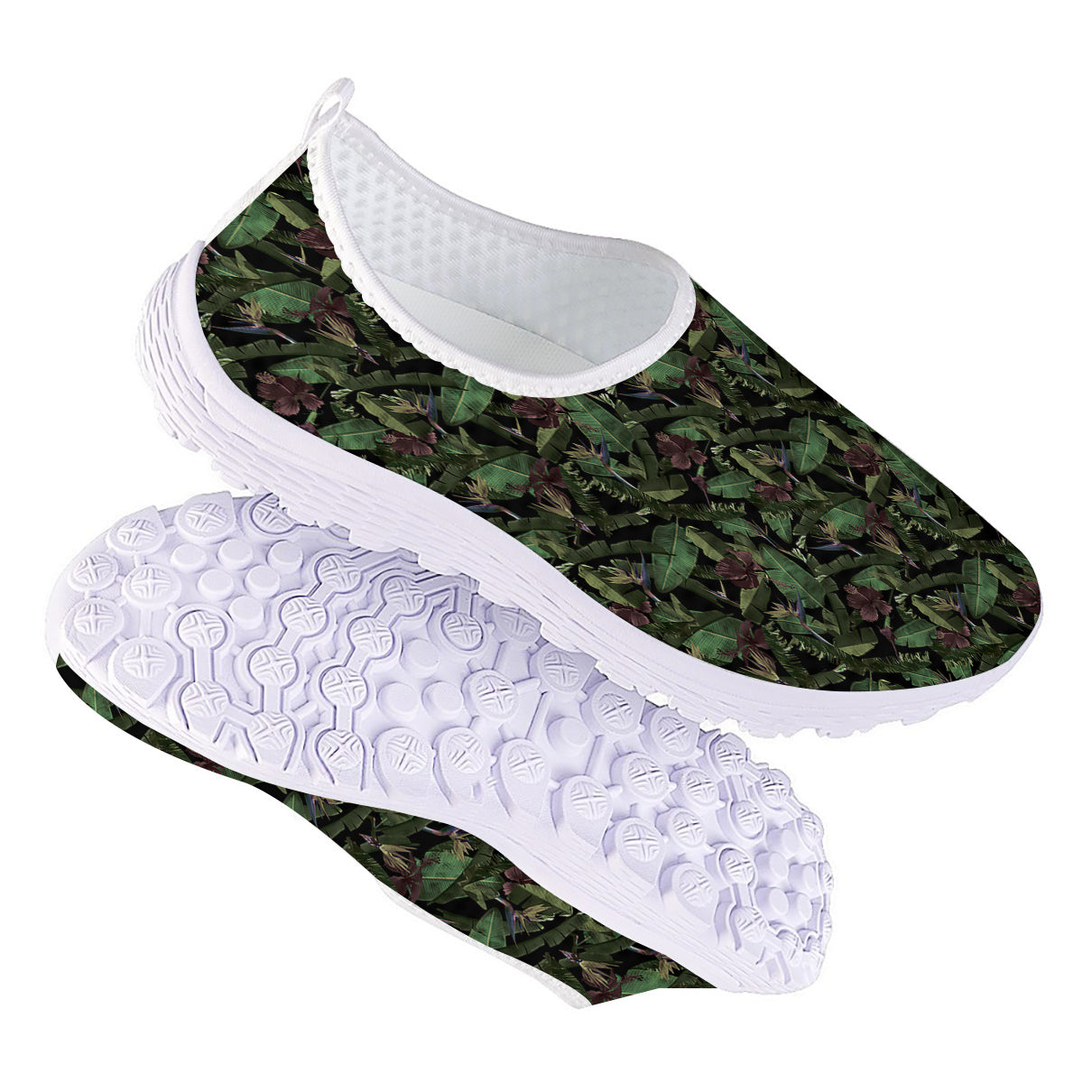 Tropical Hawaiian Dark Print Pattern Nurse Shoes-grizzshop