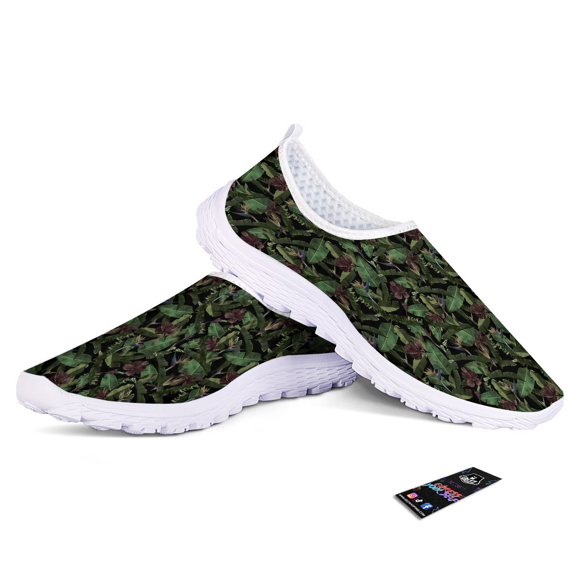 Tropical Hawaiian Dark Print Pattern Nurse Shoes-grizzshop