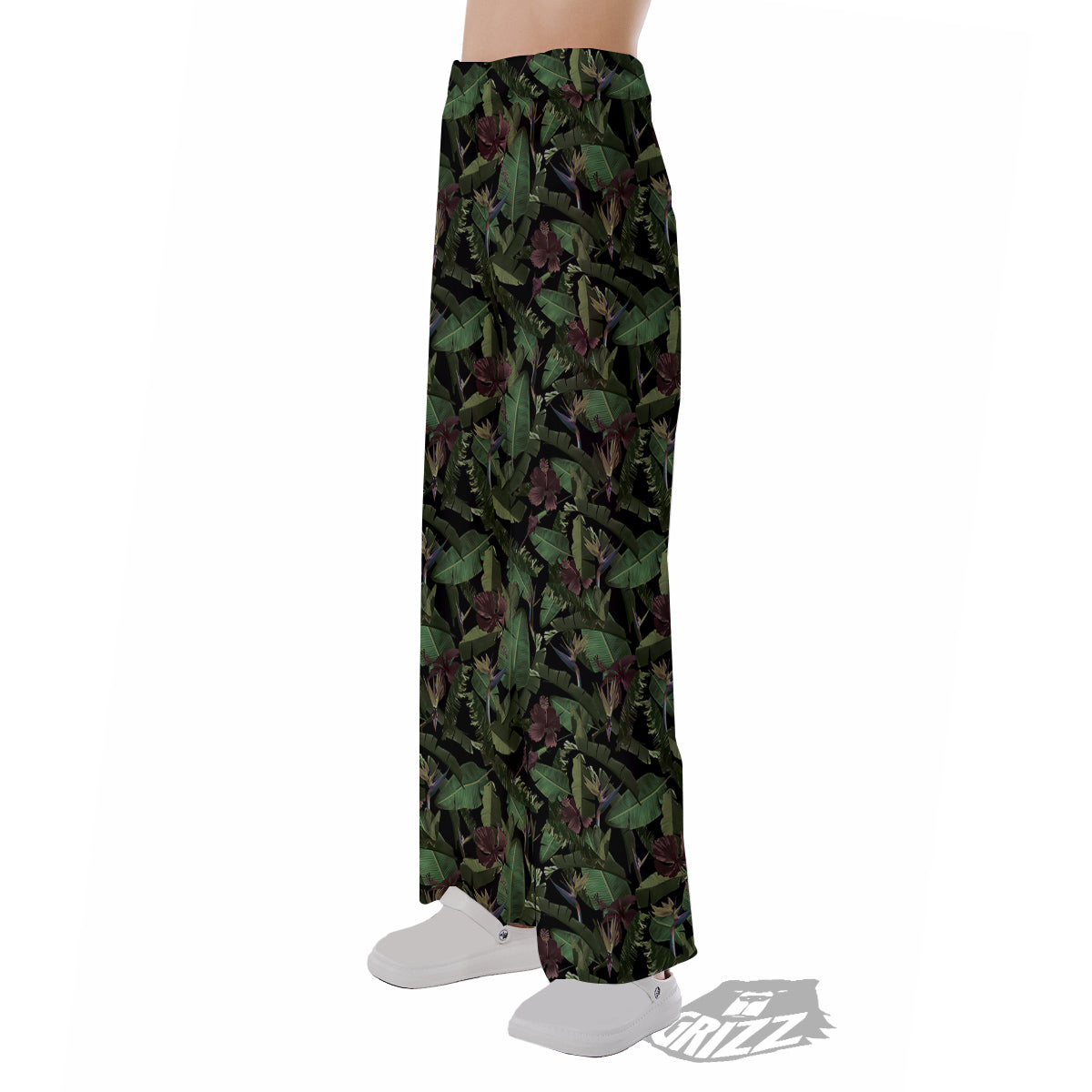 Tropical Hawaiian Dark Print Pattern Pajama Pants-grizzshop