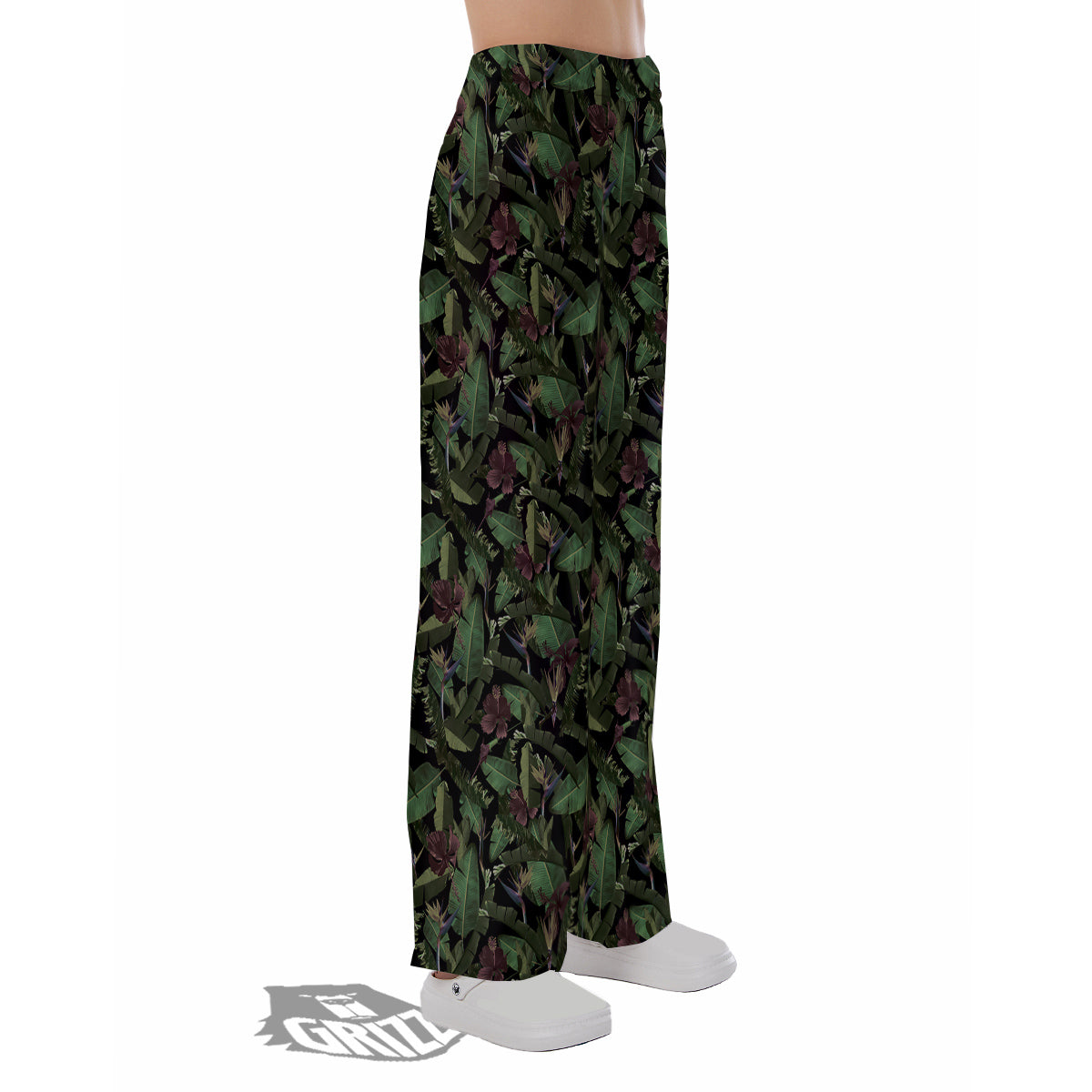 Tropical Hawaiian Dark Print Pattern Pajama Pants-grizzshop