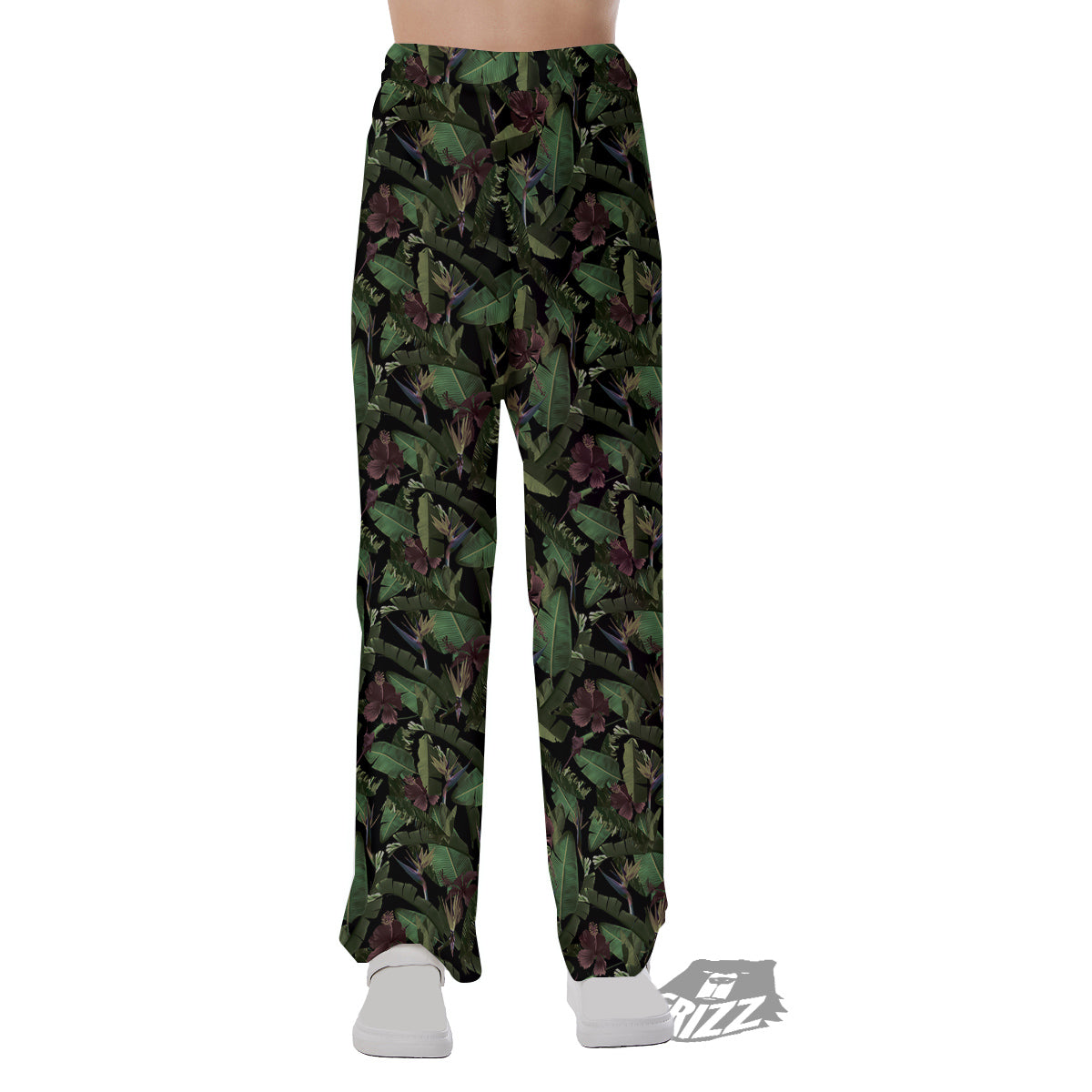 Tropical Hawaiian Dark Print Pattern Pajama Pants-grizzshop